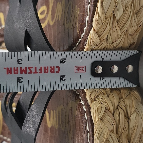 2472- Sam Edelman Darline Wedge Sandals Black Leather Size 9.5 M NWT - Picture 5 of 12